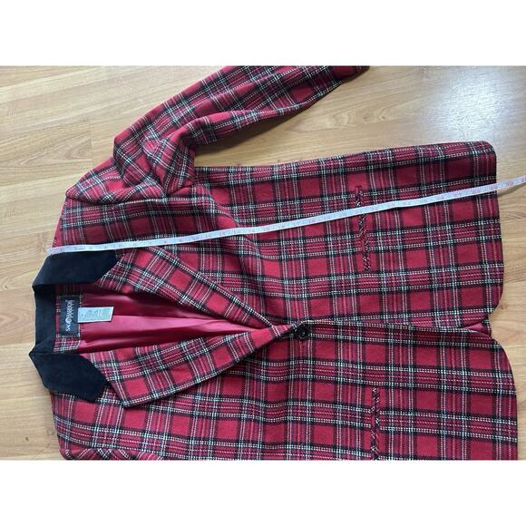 VTG Sag Harbor Petite blazer red black tartan plaid Women’s Size 10 Preppy 90’s - Picture 6 of 9
